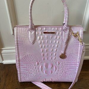 BRAHMIN NWT ROSE WATER CAROLINE SATCHEL ~ GENUINE LEATHER large pink
